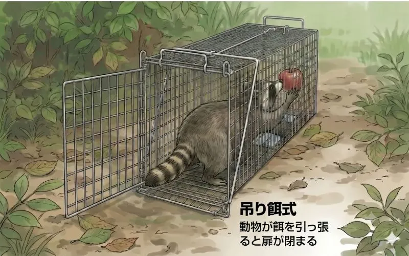 吊り餌式の捕獲罠
