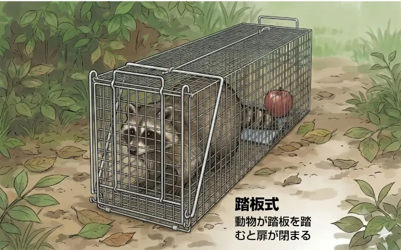 踏み板式の捕獲罠