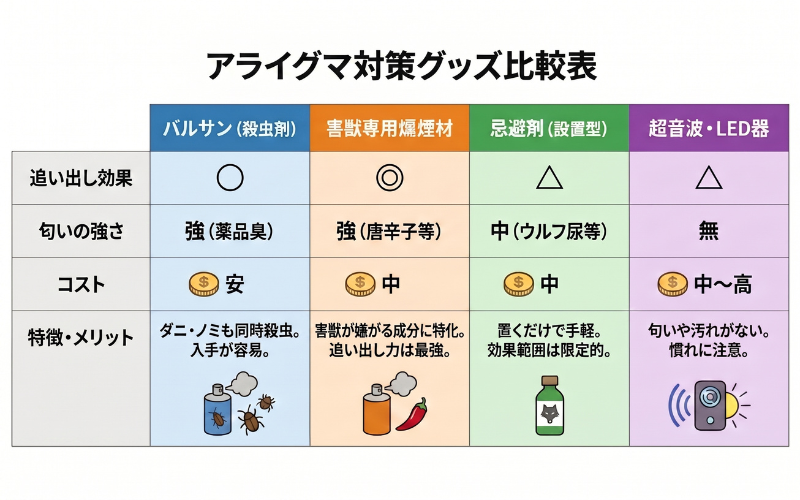 アライグマの対策グッズ比較表